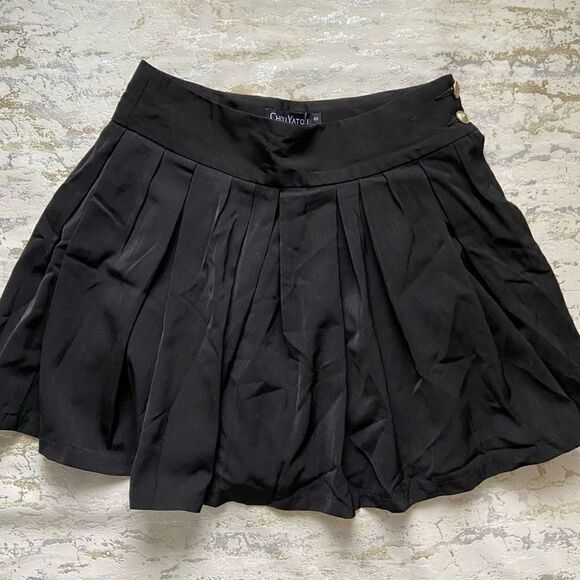 NWT Black Pleated Tennis Mini Skirt 90s Y2K - Picture 1 of 12